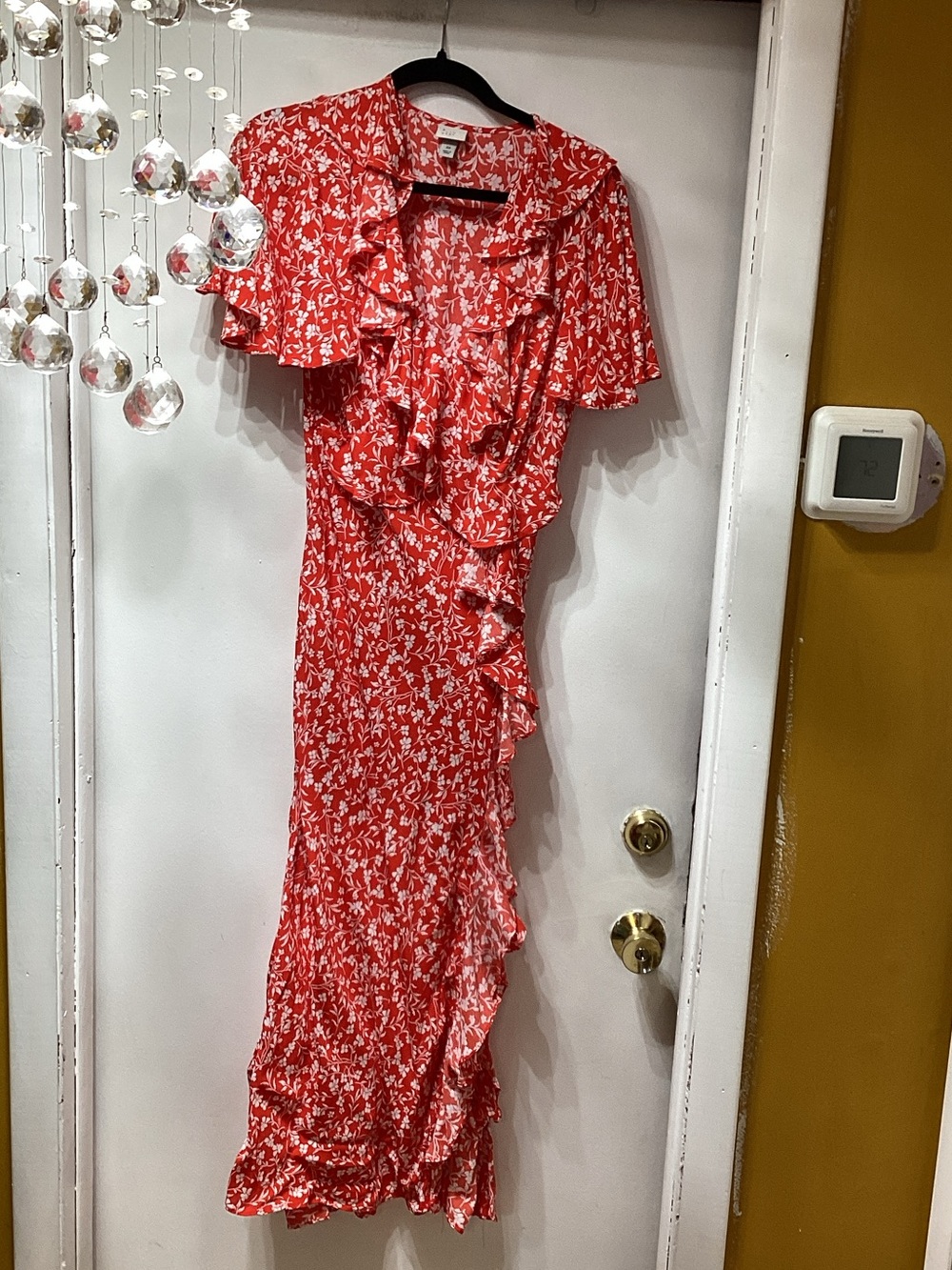 a new day Red Floral Ruffle Wrap Maxi Dress
